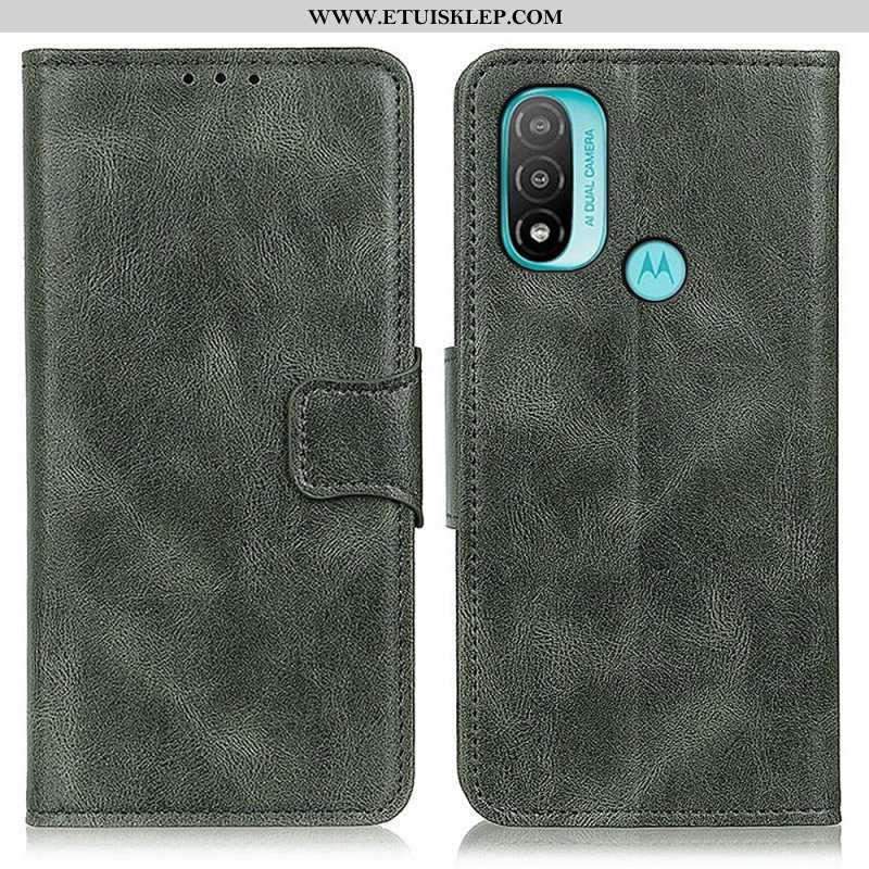 Etui Folio do Moto E40 / E30 / E20 Dwustronne Zapięcie Z Efektem Skóry